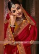 Satin Silk Red Color Saree